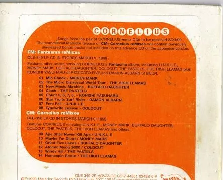 Fantasma reMixes & Cornelius reMixes 封面