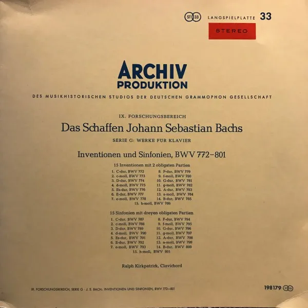 Inventionen und Sinfonien, BWV 772-801 封面